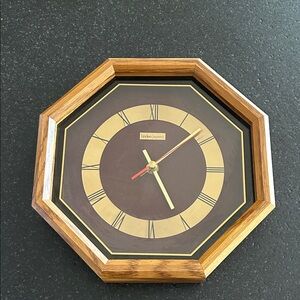 Linden Octagonal Wood and Gold Wall Clock